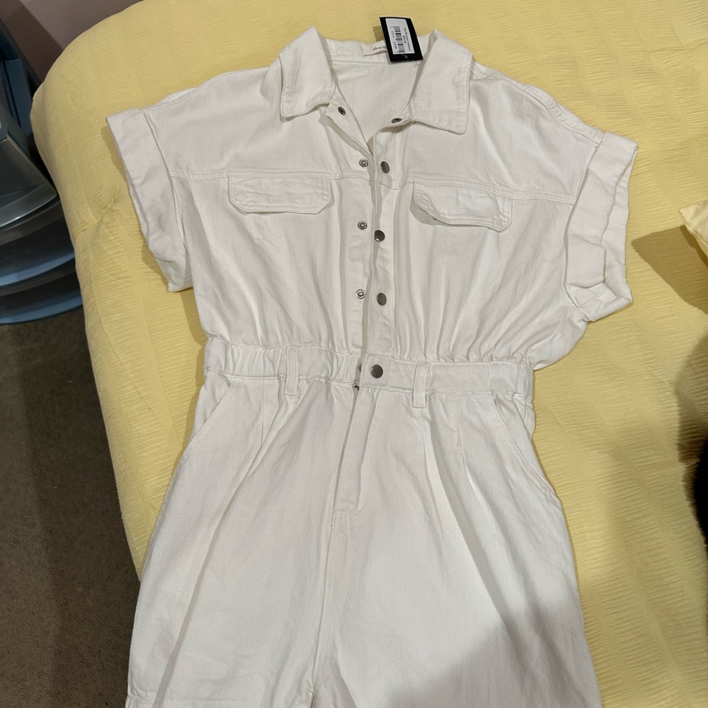 Denim White Romper - Medium